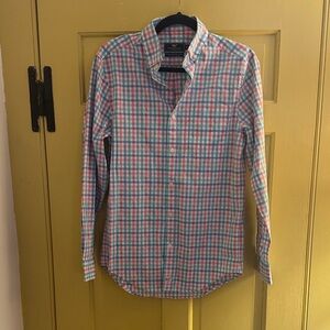 Vineyard Vines Men's Pink and Blue Checkered Shirt sz XS
